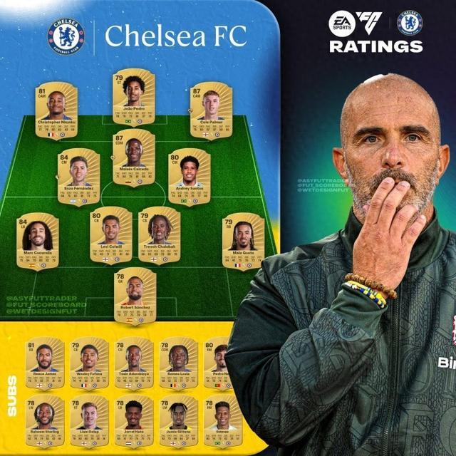 9人80+！FC26切尔西评分：帕尔默+凯塞多87并列第1，恩佐库库84分